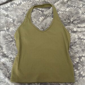 Olive Green American Eagle Halter Neck Ribbed Top (rarely worn-great condition)
